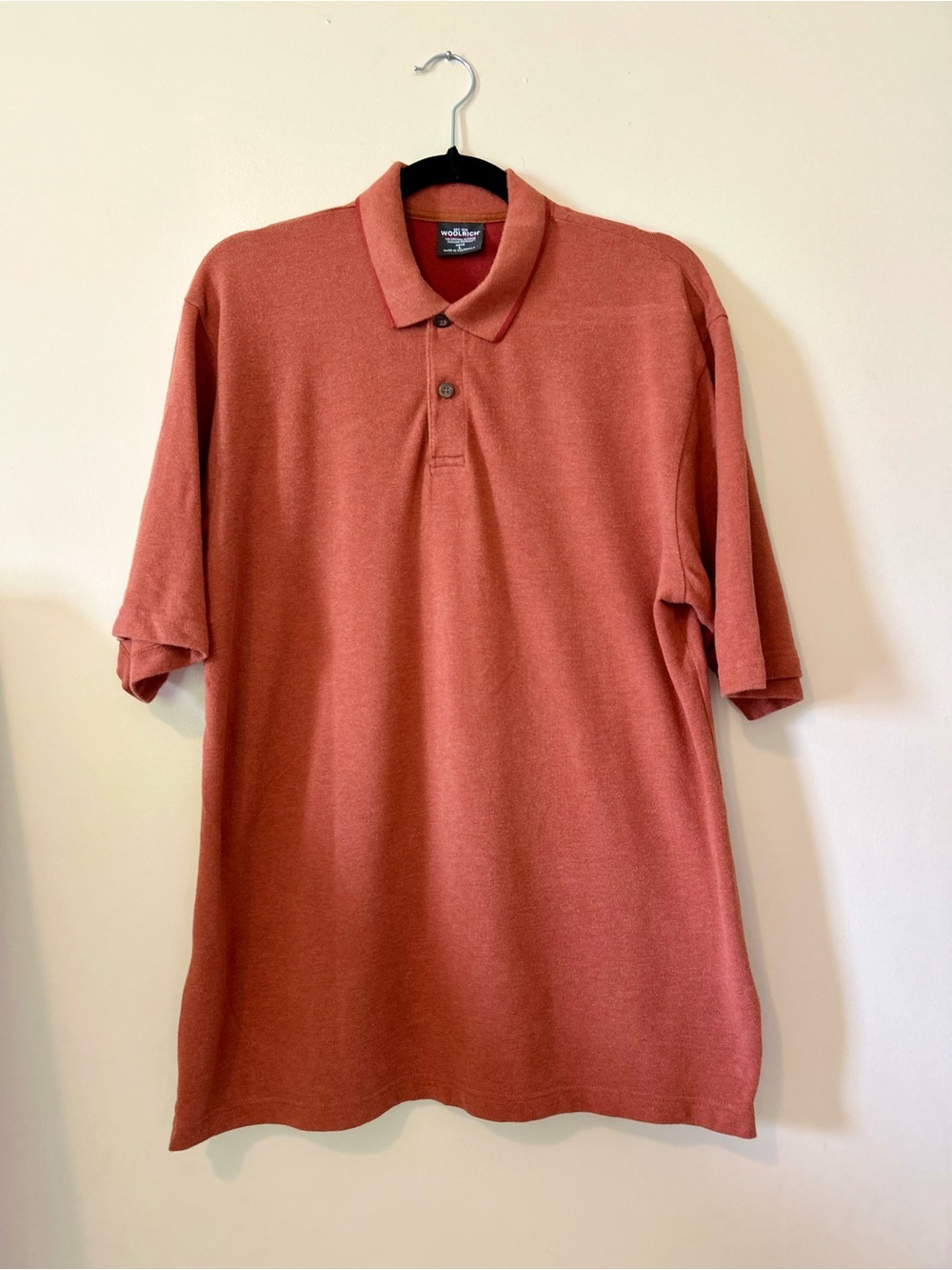 Woolrich Men's Polo Shirt Size L Cotton Terracotta Orange Short Sleeve 8817